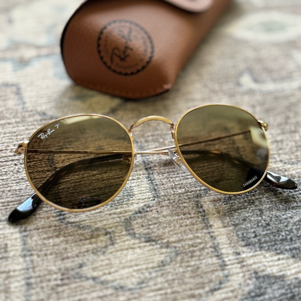 Ray-Ban round metal Chromance sunglasses